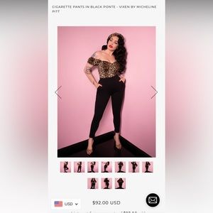 BRAND NEW Vixen by Micheline Pitt cigarette pants in black ponte